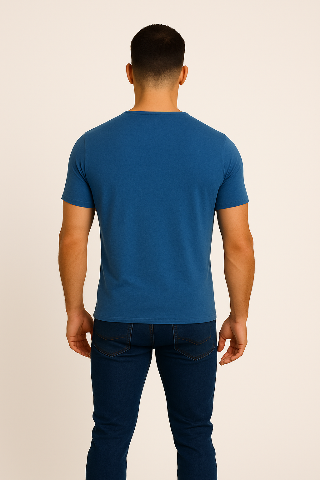 T-shirt meski na guziki Henley niebeski dannycompl 3
