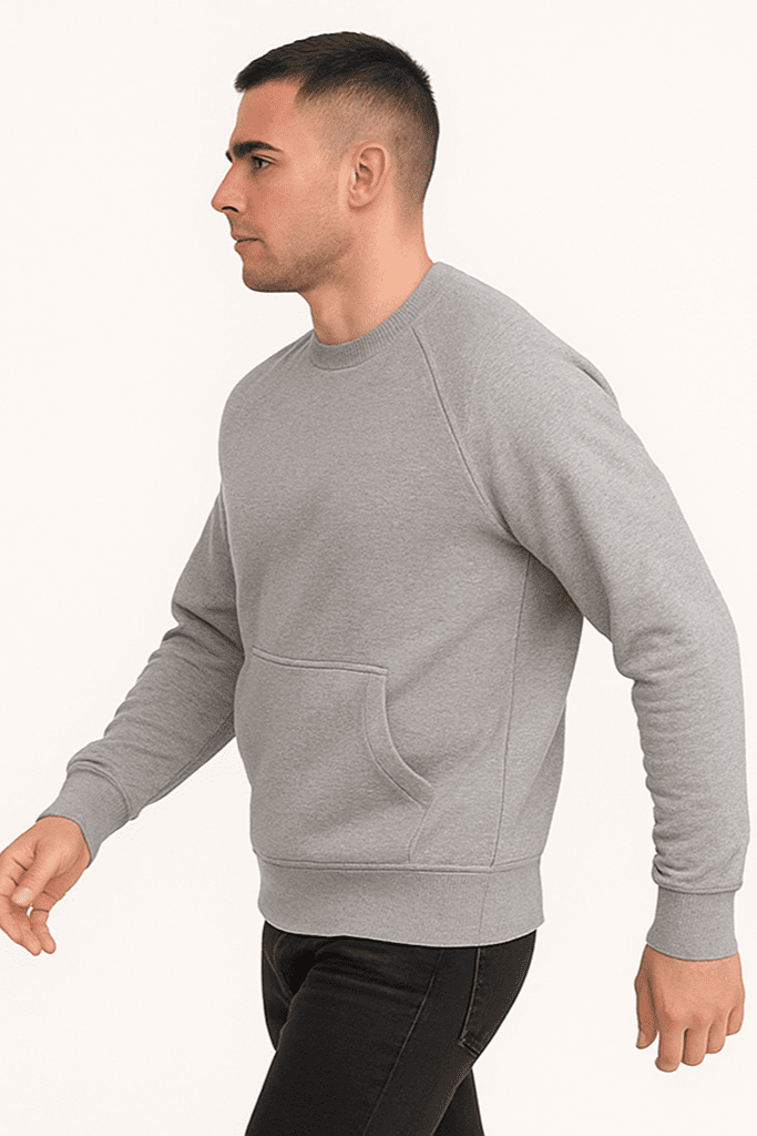 Bluza męska bez kaptura z kangurką szara W5107 - DANNY