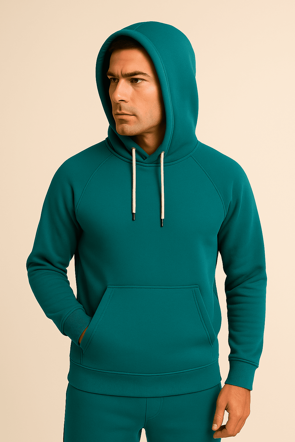 Bluza męska niebieska z kapturem kangurka W5101 - DANNY