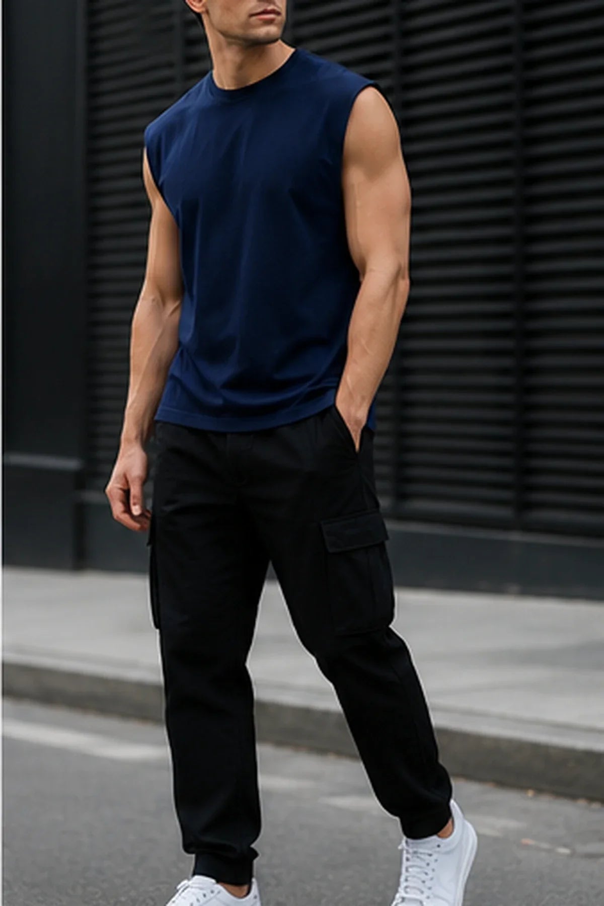 DANNY Urban Muscle królewski granat – męska stylizacja streetwear