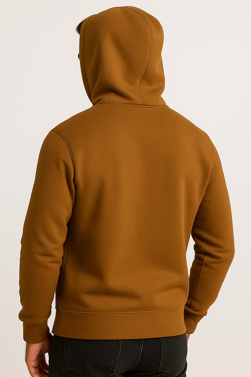 Bluza męska z kapturem kangurka brązowa