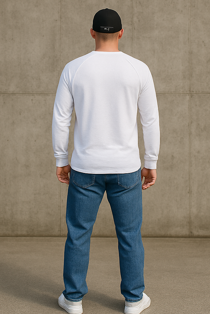 Longsleeve męski biały z dekoltem V Danny