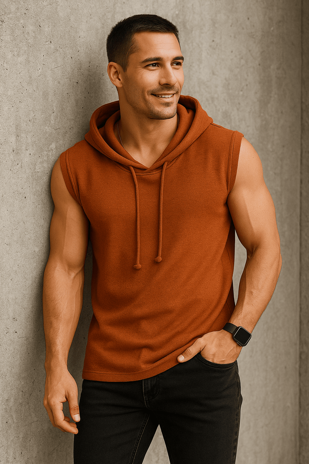 Koszulka męska bez rękawów Urban Flex brązowa W5506 - DANNY