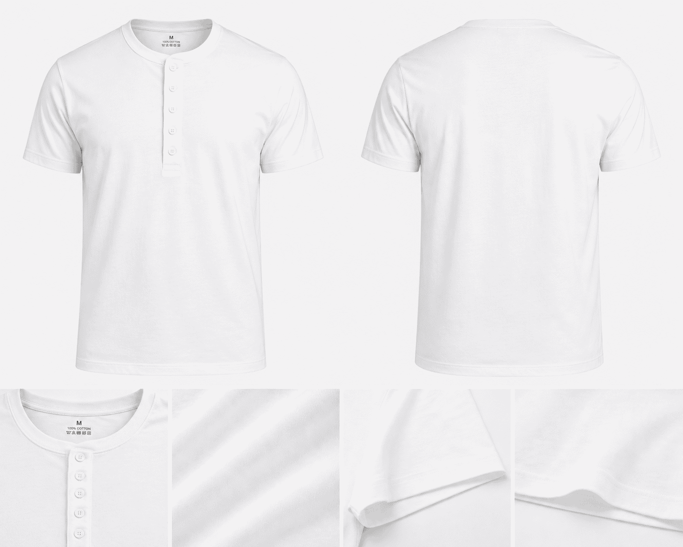 Koszulka męska Henley biała – t-shirt z guzikami, bawełna premium baner