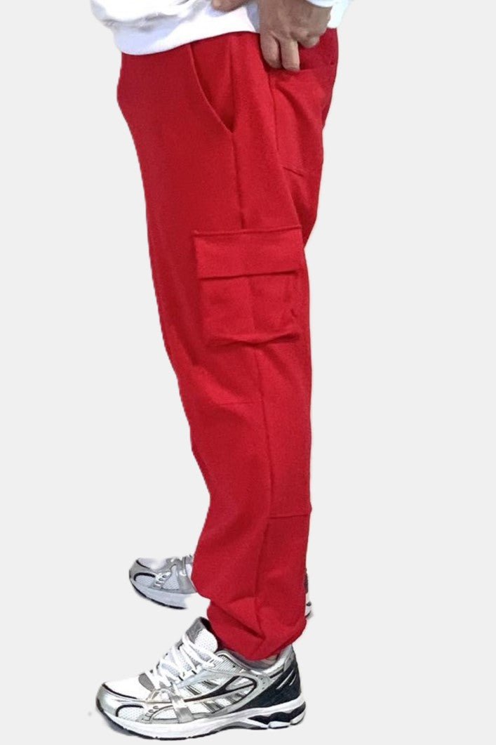 Spodnie dresowe bojówki męskie czerwone W5204 - DANNY