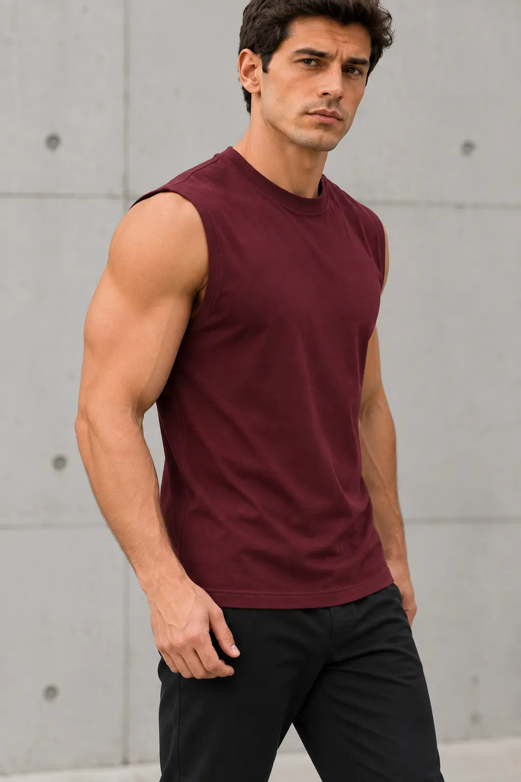 T-shirt męski DANNY Urban Muscle bordowy – naturalny półprofil
