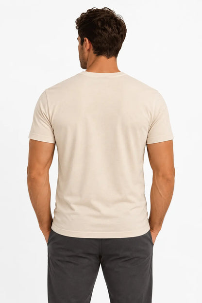 T-shirt męski Henley ECRU DANNY – widok z tyłu