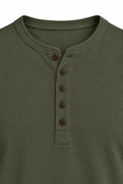 Dekolt Henley z pięcioma guzikami – T-shirt Olive2 DANNY W5504