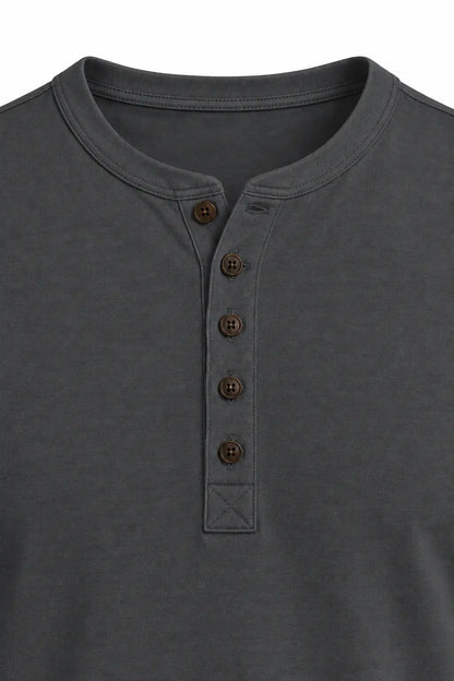 Dekolt Henley z pięcioma guzikami – antracytowy T-shirt DANNY W5504