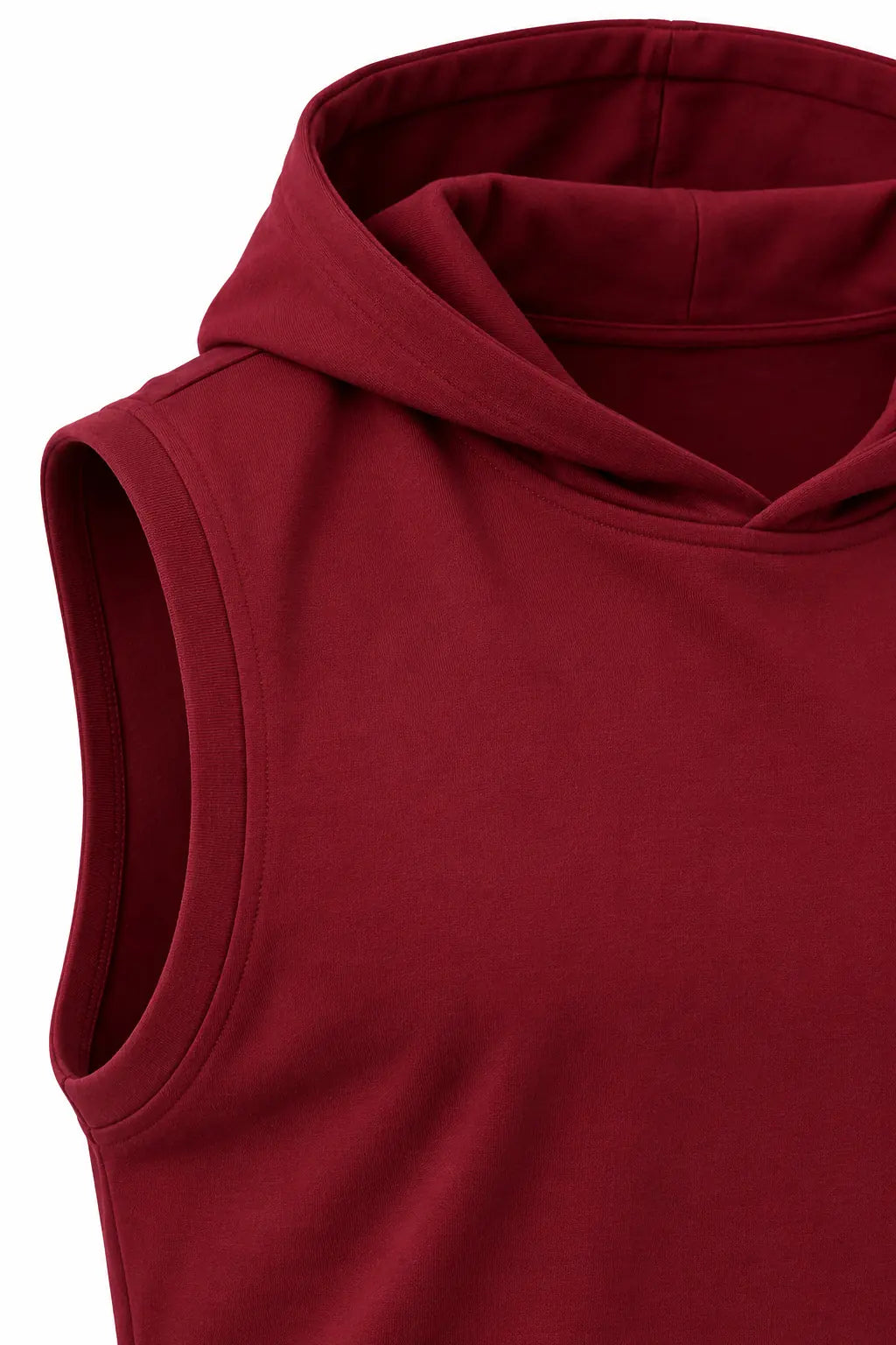 Bordowy T-shirt męski W5505 DANNY – detal kaptura i wykończenia pachy