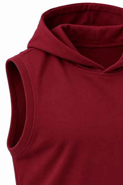Bordowy T-shirt męski W5505 DANNY – detal kaptura i wykończenia pachy