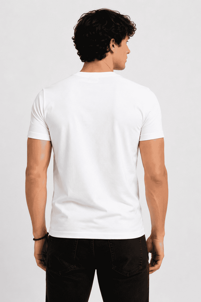 t-shirt męski basic slim biały tyl