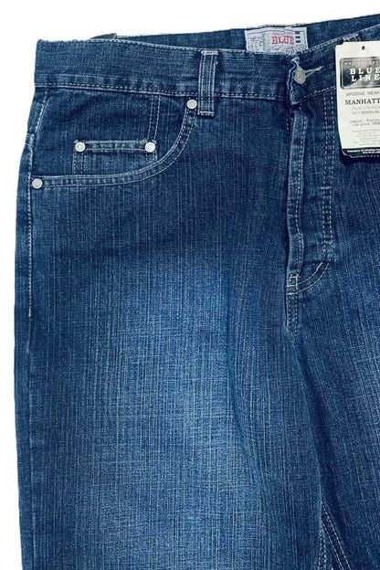 Jeansy męskie MANHATTAN – luźny krój, szeroka nogawka ciemny ATRAKT SP Z O O