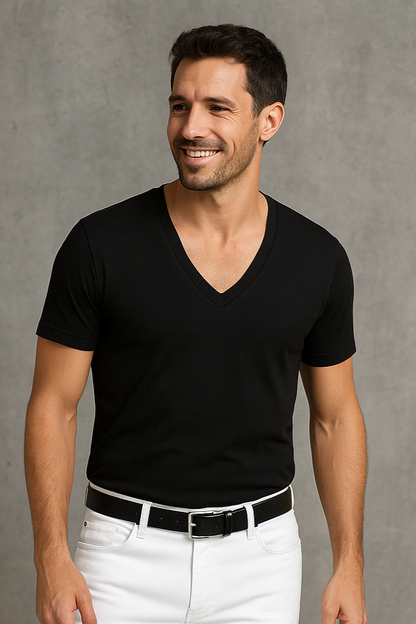 Koszulka meska z dekolt V czarna Alpha V dannycompl 1