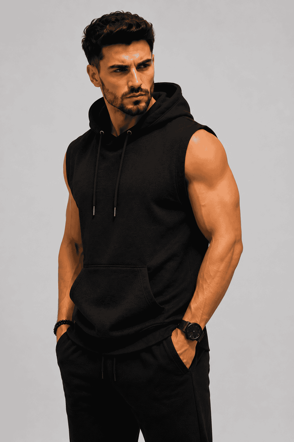 Meska bluza z kaptrem czarna profil DANNY
