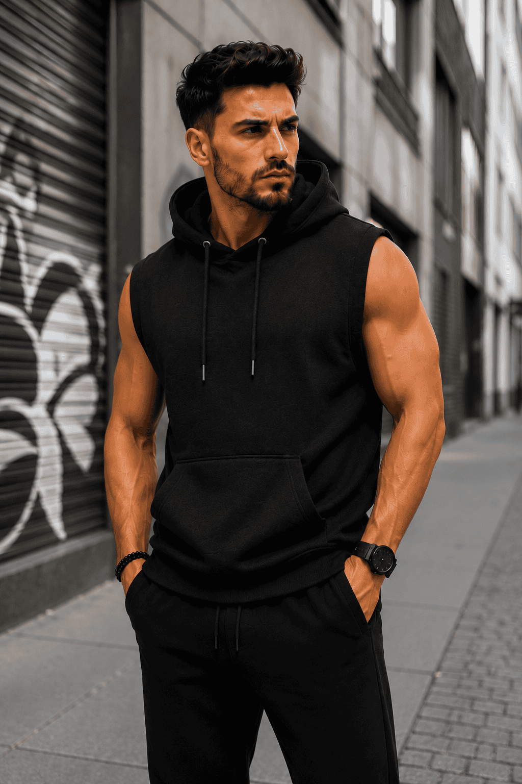 Meska bluza z kaptrem czarna street DANNY