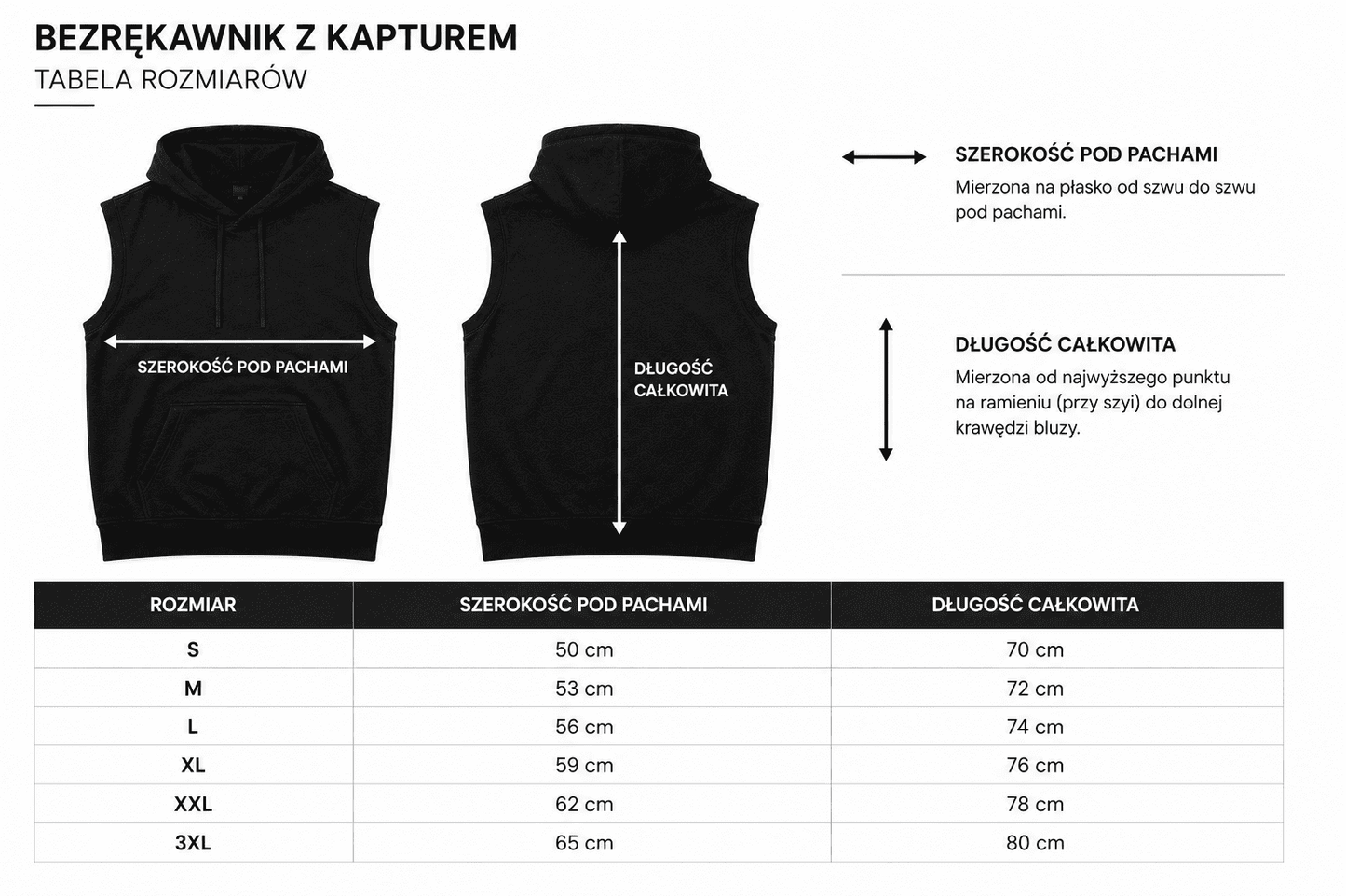 Meska bluza z kaptrem czarna tabelaDANNY