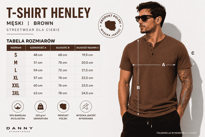 T-shirt henley brązowy tbela