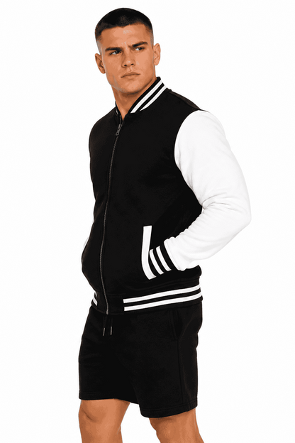 Komplet Męski Varsity Czarny – Bluza Baseballowa i Szorty Premium 320 g | DANNY profil