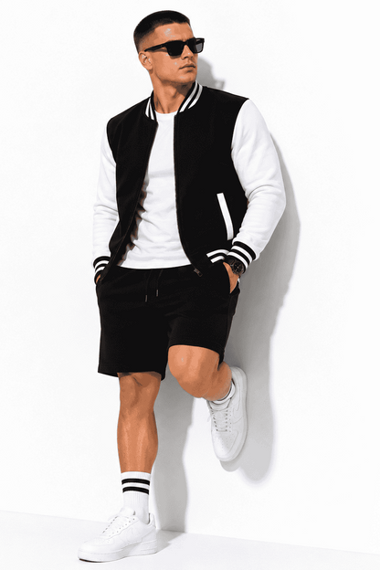 Komplet Męski Varsity Czarny – Bluza Baseballowa i Szorty Premium 320 g | DANNY street