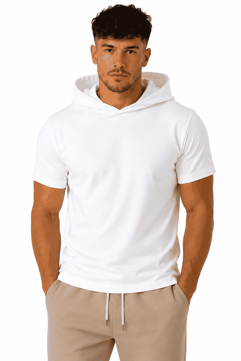męski t-shirt z kapturem biały Danny front