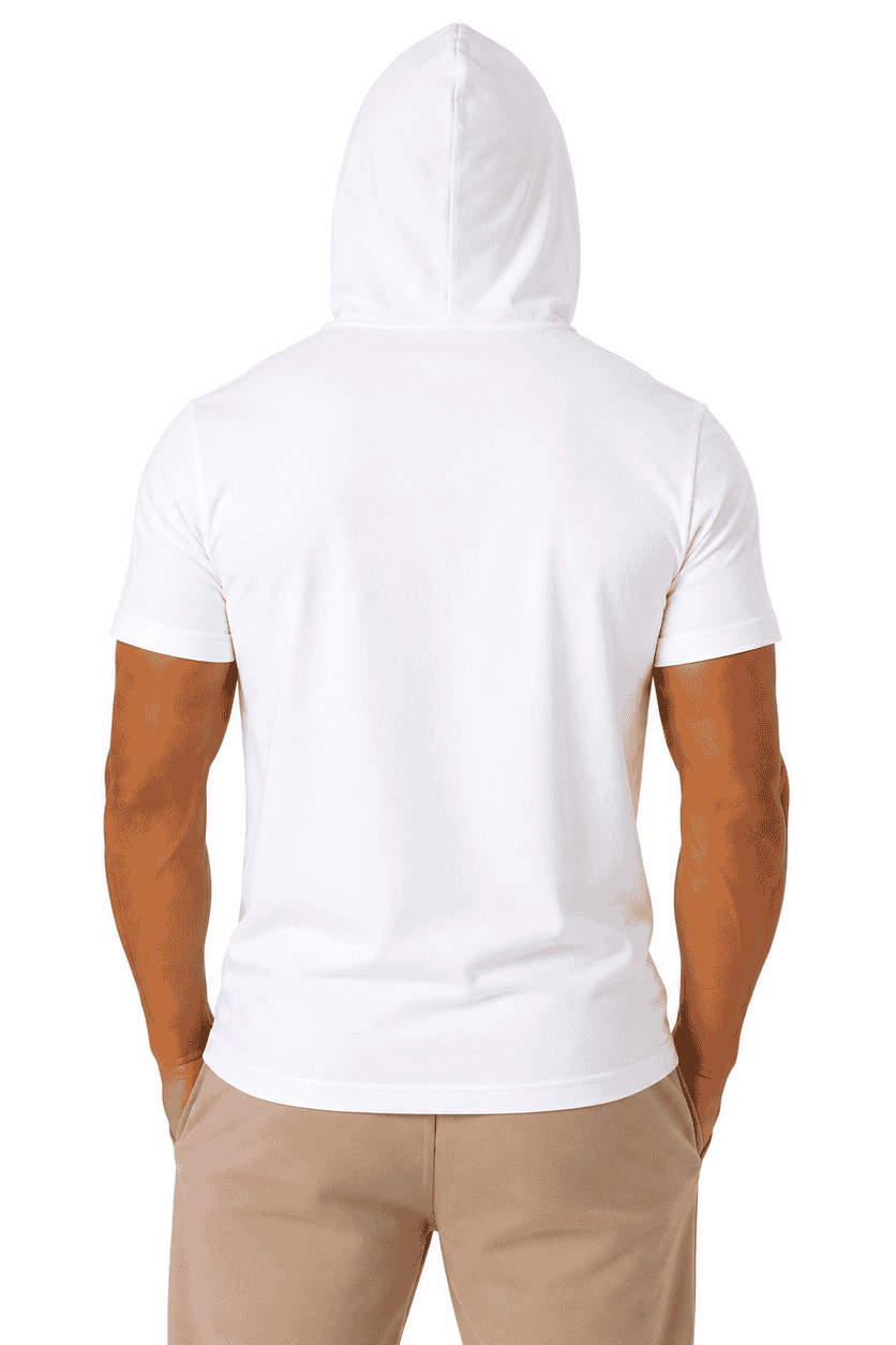 męski t-shirt z kapturem biały Danny tyl