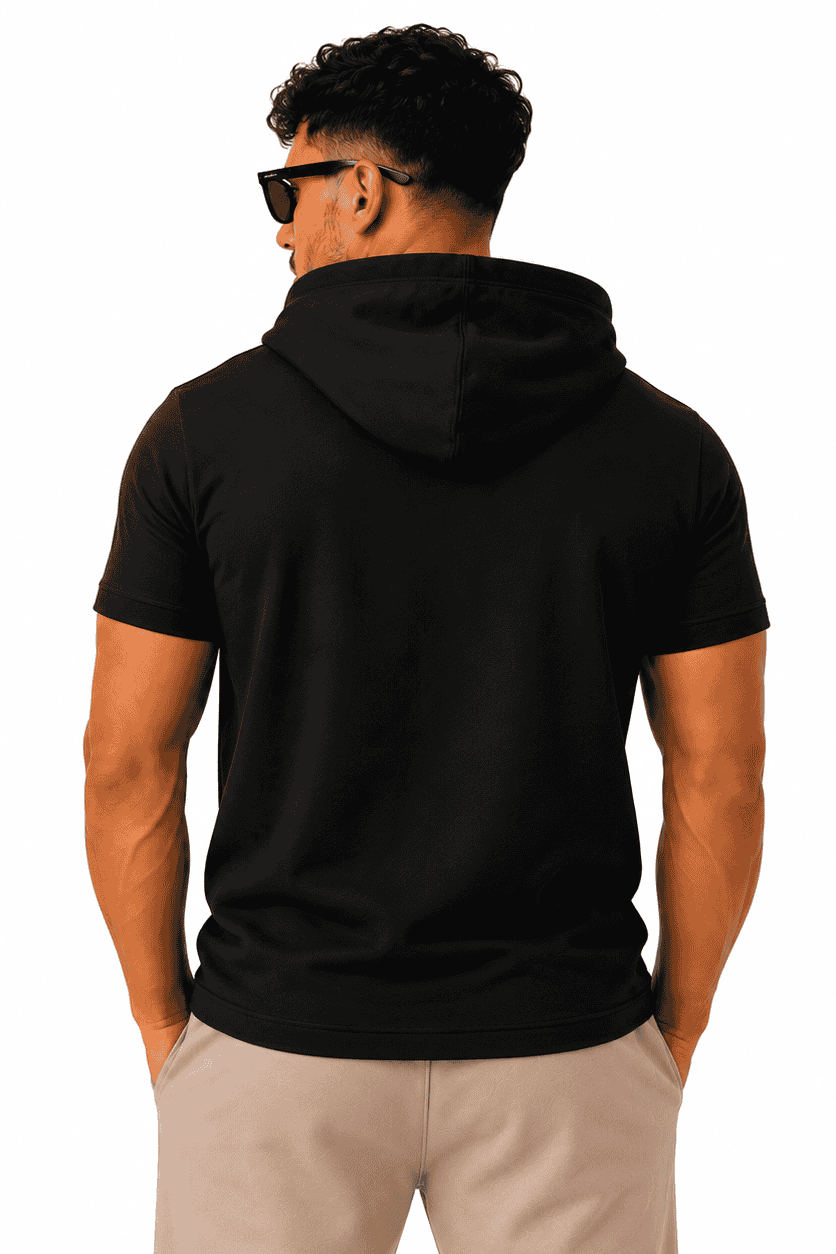 Męski T-shirt z Kapturem Czarny Premium 200 g – Bawełna Streetwear | DANNY tyl