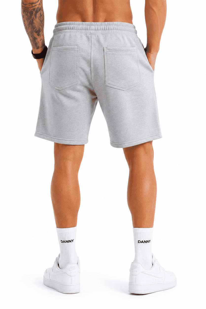 Szare szorty męskie dresowe bawełniane 320 g/m² – DANNY tyl