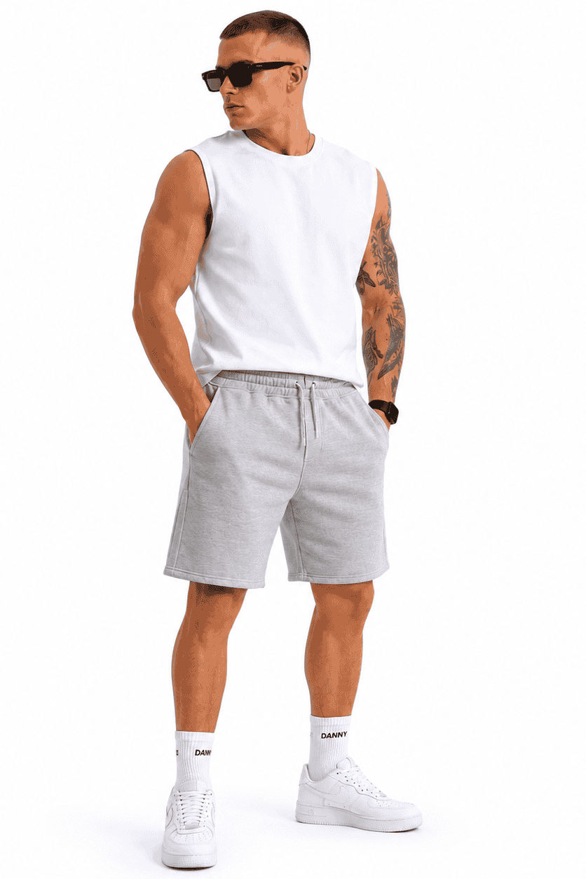 Szare szorty męskie dresowe bawełniane 320 g/m² – DANNY profil