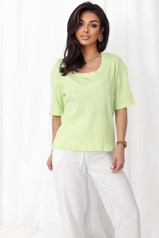 T-shirt damski duży dekolt limonkowy S183 Danny com pl 1
