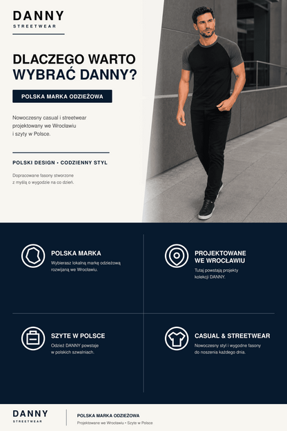 DANNY polska marka odzieżowa – koszulka Urban Edge czarna z grafitowymi rękawami