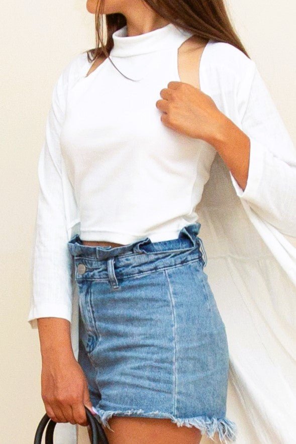 Biały top bez rękawów półgolf S104 - DANNY