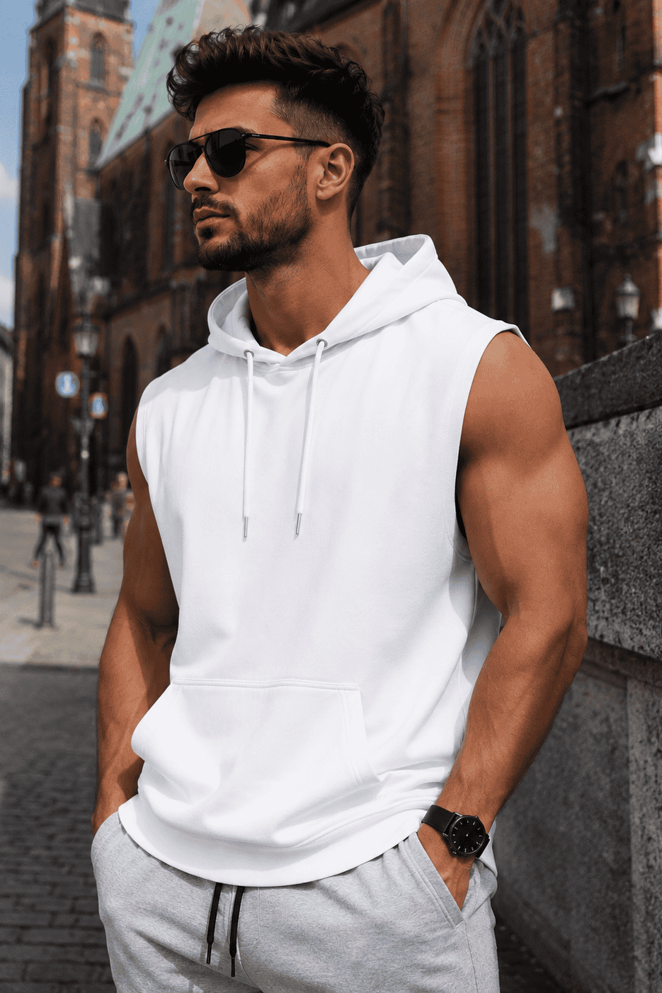 Bluza biała meska z kapturem street Danny