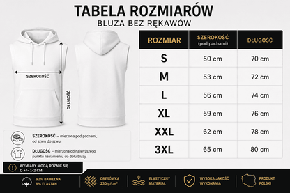 Męska Bluza Biała Z Kapturem Bez Rękawów  Streetwear Premium DANNY ATRAKT SP Z O O