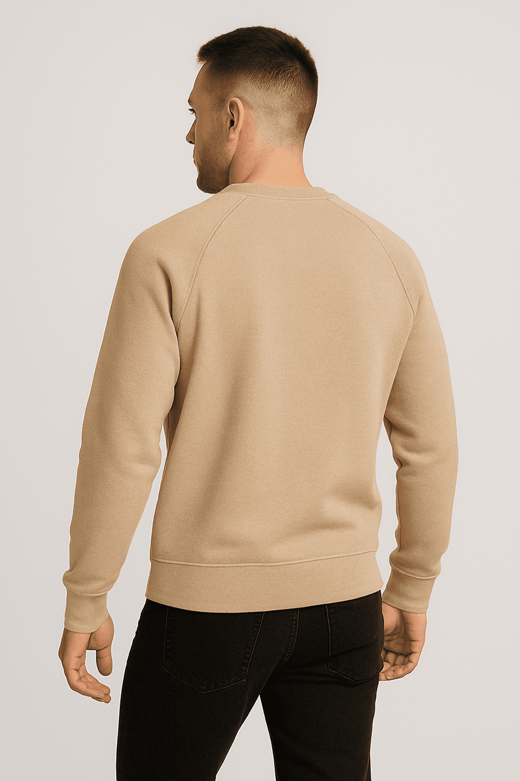 Bluza męska bez kaptura z kangurką beżowa W5107 - DANNY