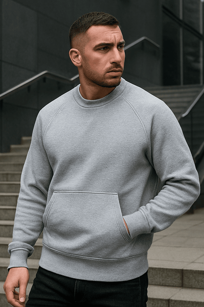 Bluza męska bez kaptura z kangurką szara W5107 - DANNY