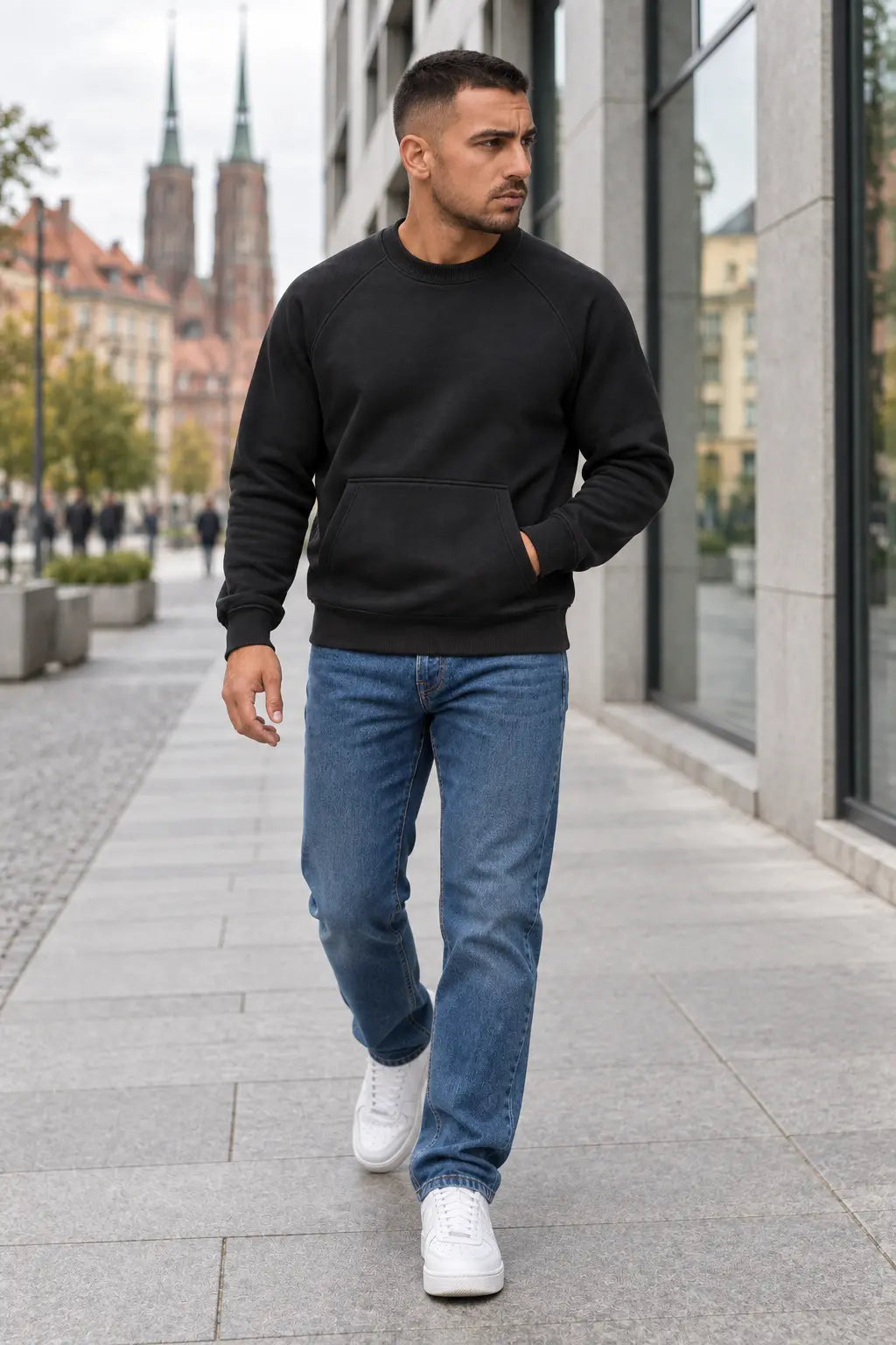 Czarna bluza męska DANNY w miejskiej stylizacji streetwear