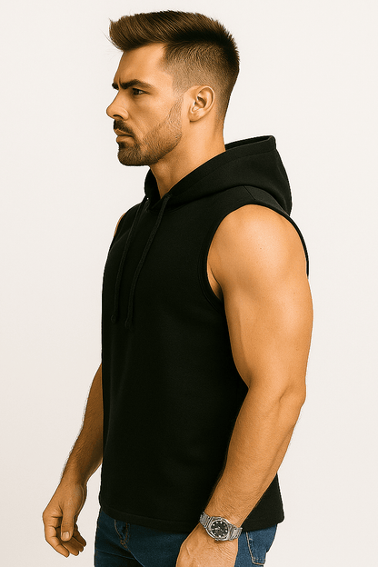 Bluza męska z kapturem bez rękawów Czarna Urban Flex - DANNY