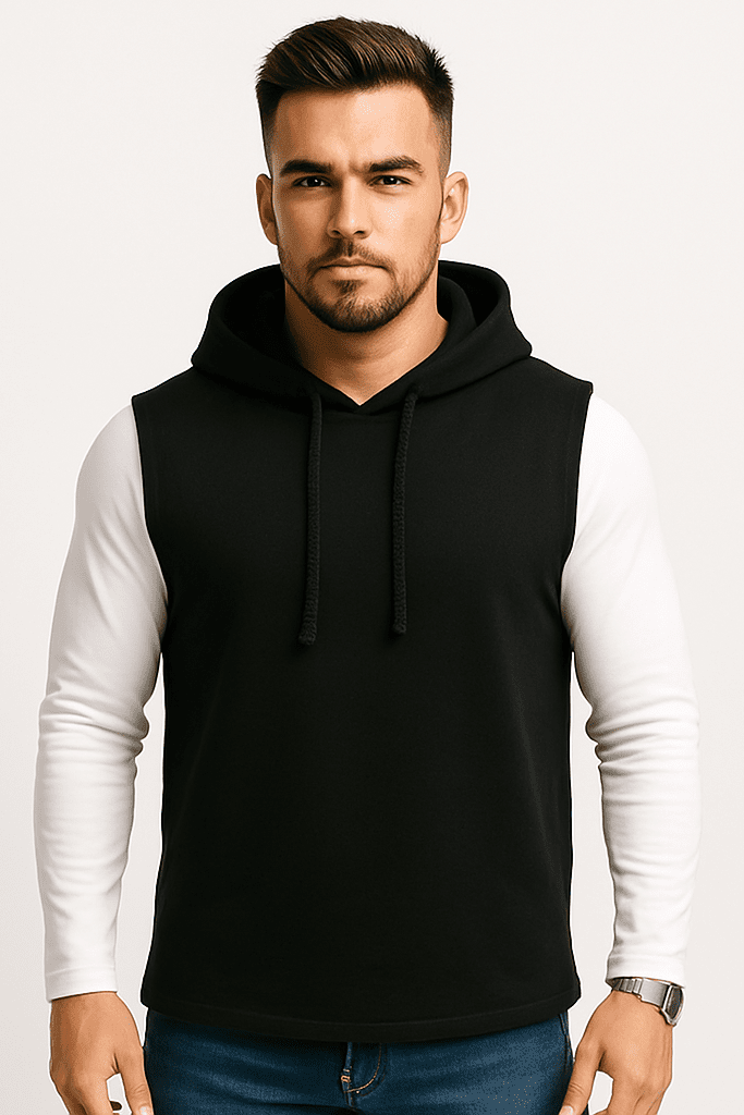 Bluza męska z kapturem bez rękawów Czarna Urban Flex - DANNY
