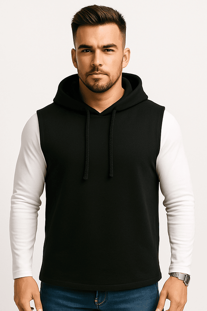 Bluza męska z kapturem bez rękawów Czarna Urban Flex - DANNY