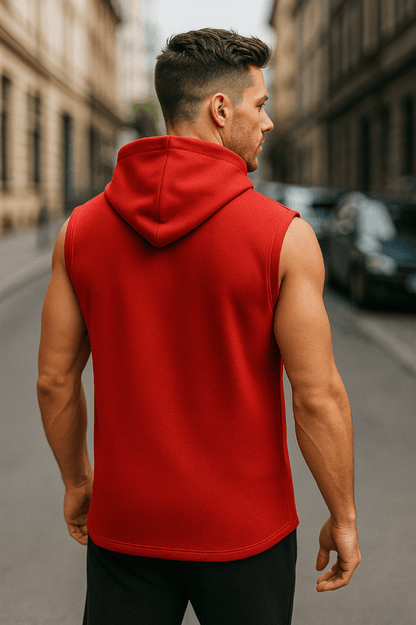 Bluza męska z kapturem bez rękawów Czerwona Urban Flex - DANNY