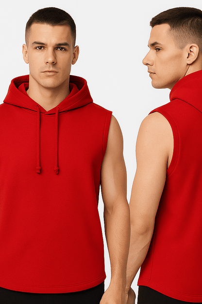 Bluza męska z kapturem czerwona  bez rękawów  Urban Flex - DANNY