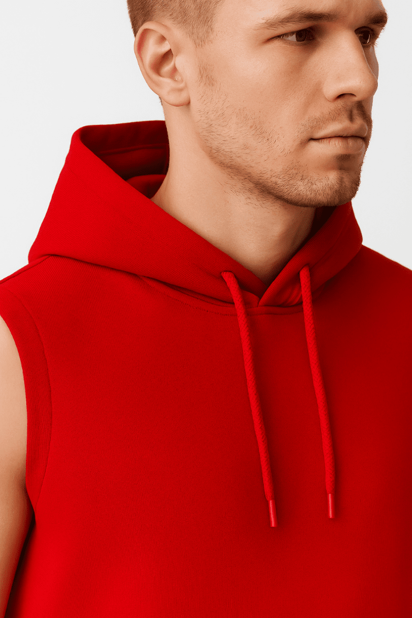 Bluza męska z kapturem bez rękawów Czerwona Urban Flex - DANNY