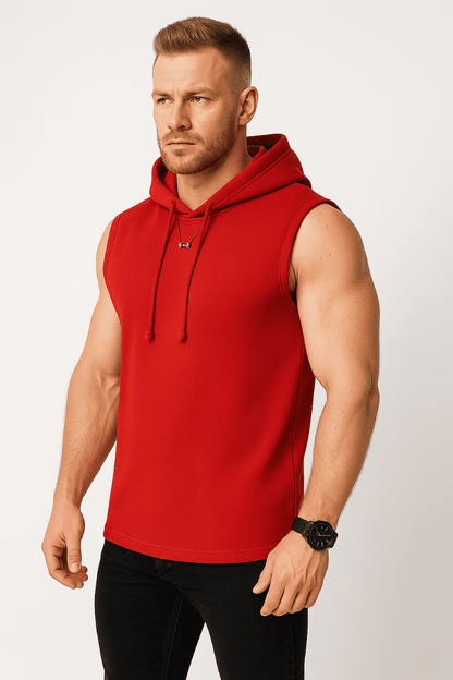 Bluza męska z kapturem czerwona  bez rękawów Urban Flex - DANNY