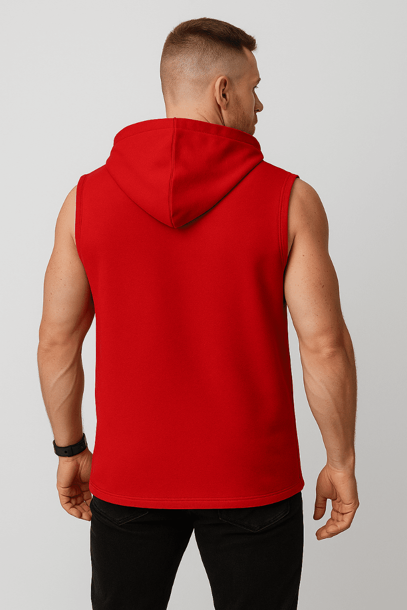 Bluza męska z kapturem czerwona  bez rękawów Urban Flex - DANNY