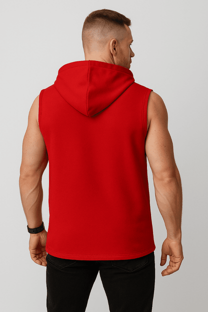 Bluza męska z kapturem czerwona  bez rękawów Urban Flex - DANNY