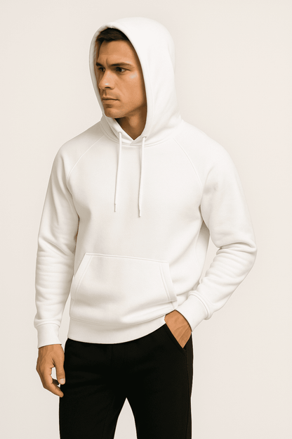 Bluza męska z kapturem biała kangurka W5101 - DANNY przod