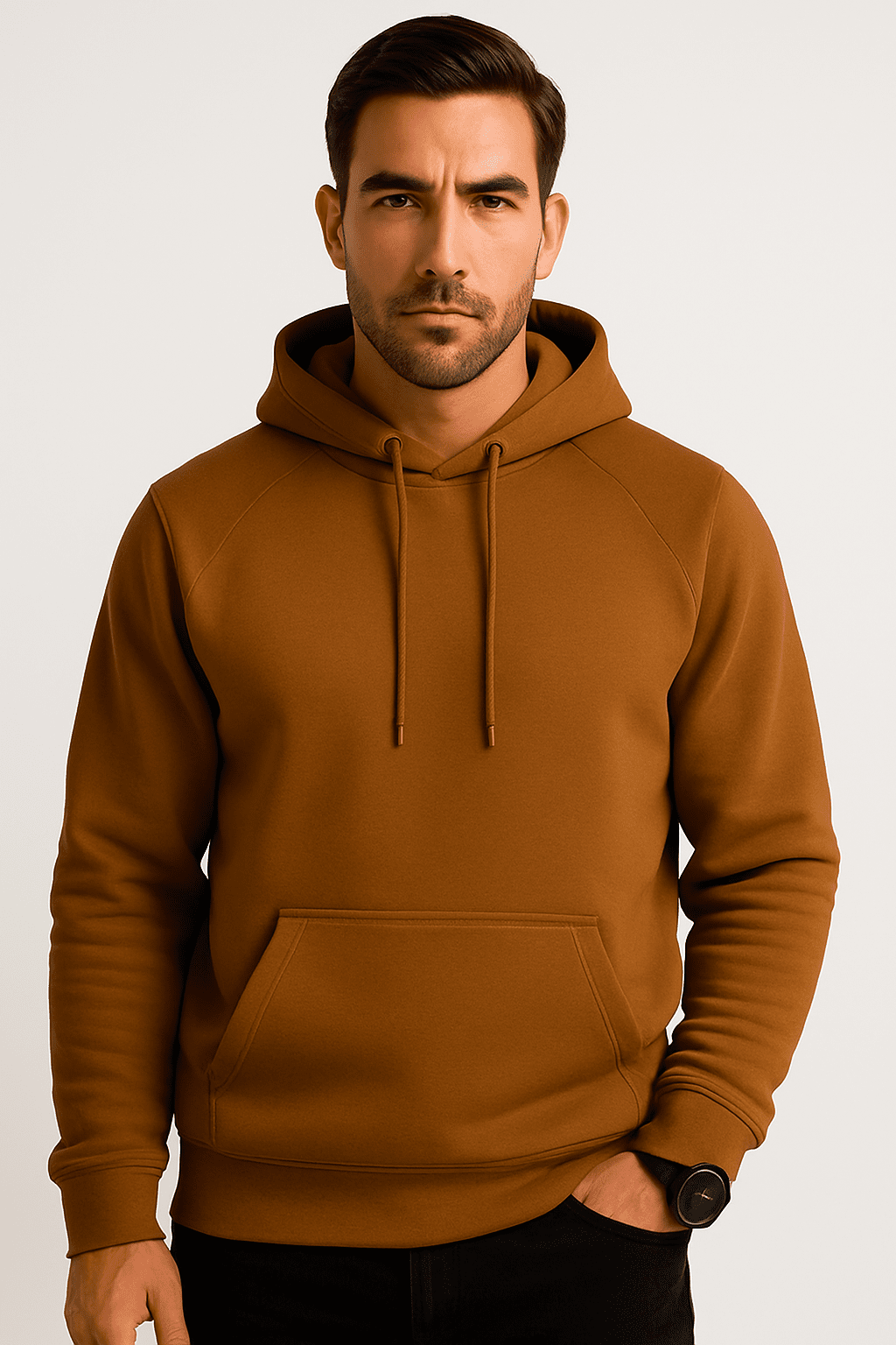 bluza meska z kapturem brązowa W5101 - DANNY