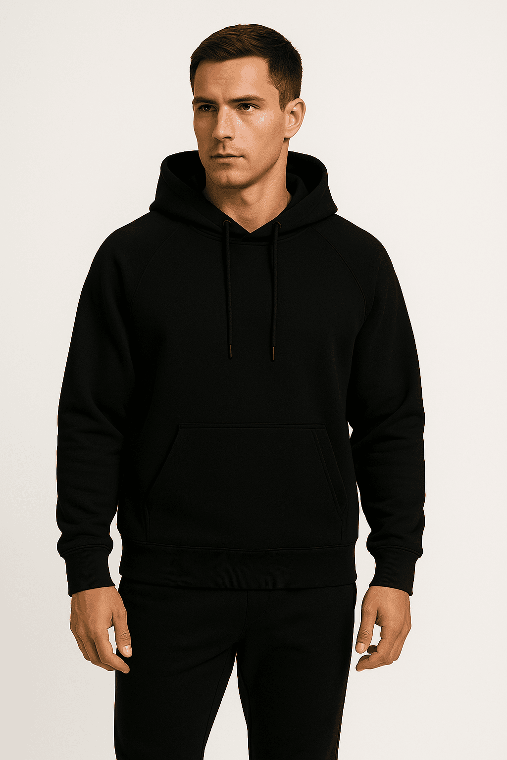 Bluza męska z kapturem kangurka Czarna W5101 - DANNY