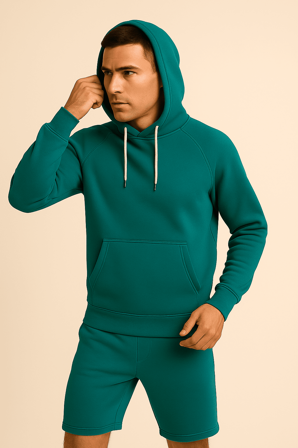 Bluza męska niebieska z kapturem kangurka  W5101 - DANNY